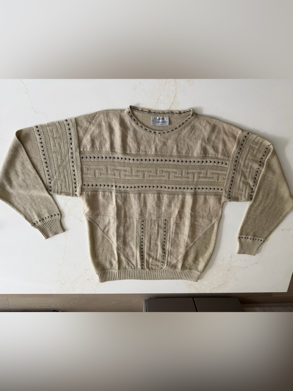 Vintage beige linen blend sweater - Made in Italy